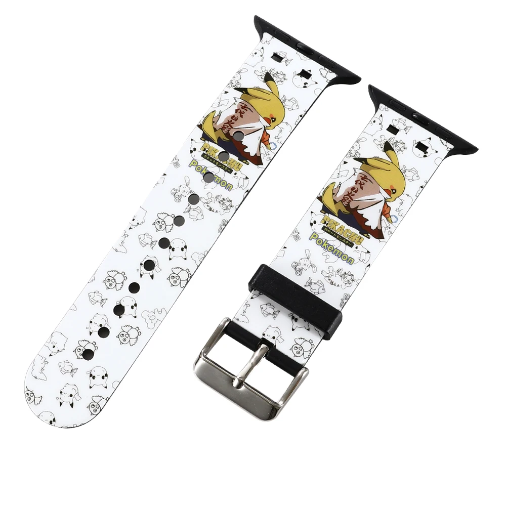 Pokemon Pikachu Silicone Strap for Apple Watch Band 44 45 42 40 38 41 Bracelet IWatch Color Apple Watch 7 6 5 3 SE