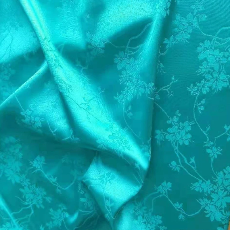 3/5/10m Silky Satin Fabric Floral Jacquard Cloth for Dress Shirt Material Black White Blue Green Pink Red by the meter - купить по