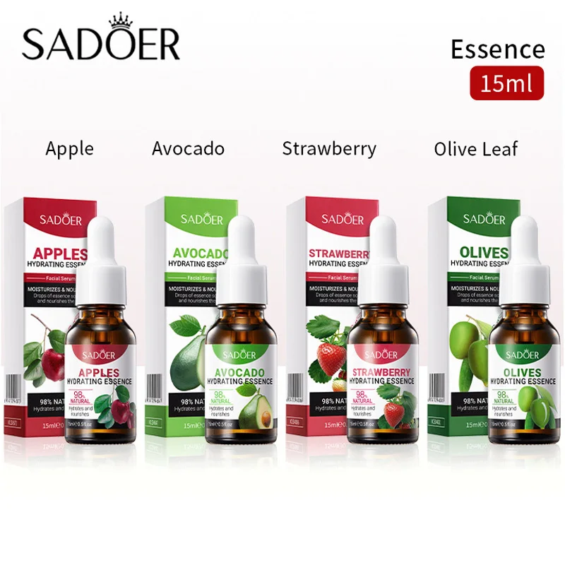 4pcs Facial Serum Set Moisturizing Anti Aging Whitening Apple Strawberry Avocado Olives Essence Beauty Face Care