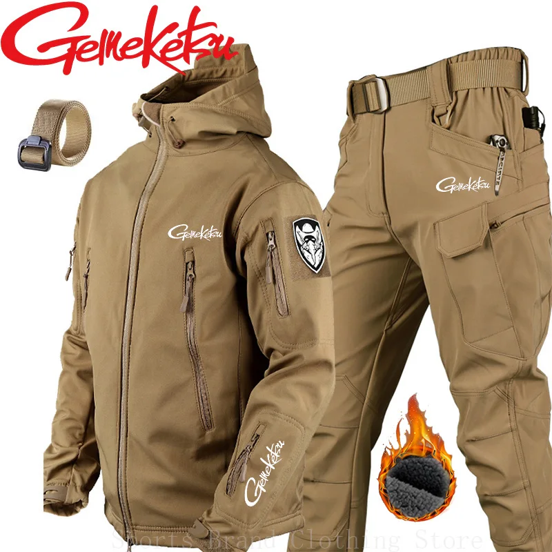 Новинка 2024 утепленный костюм для альпинизма мужской из мягкой кожи акулы с