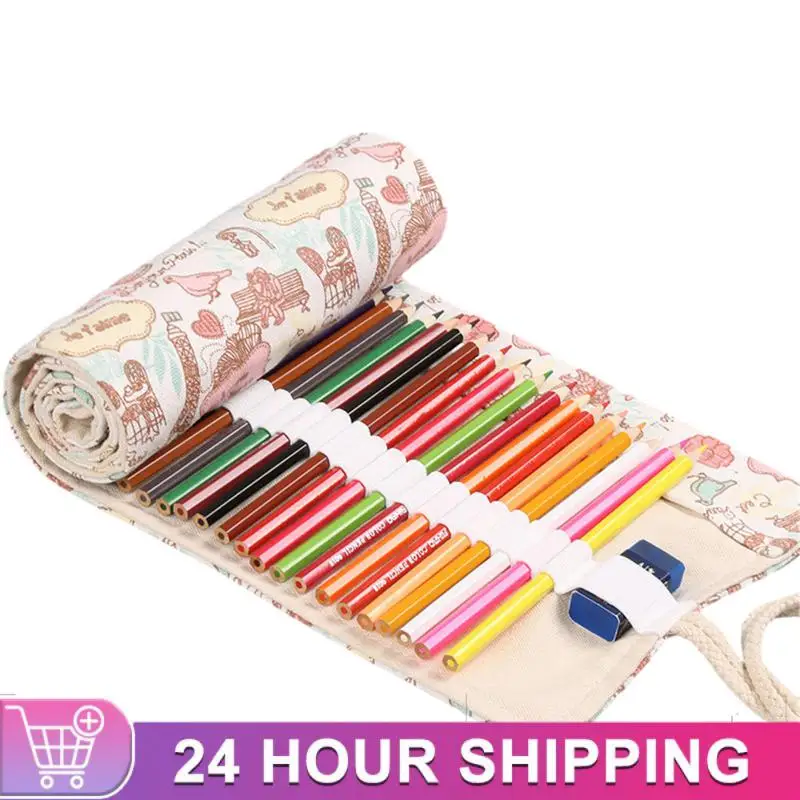 12/24/36/48/72 цветной тканевый пенал с отверстиями античная эстетика канцелярские