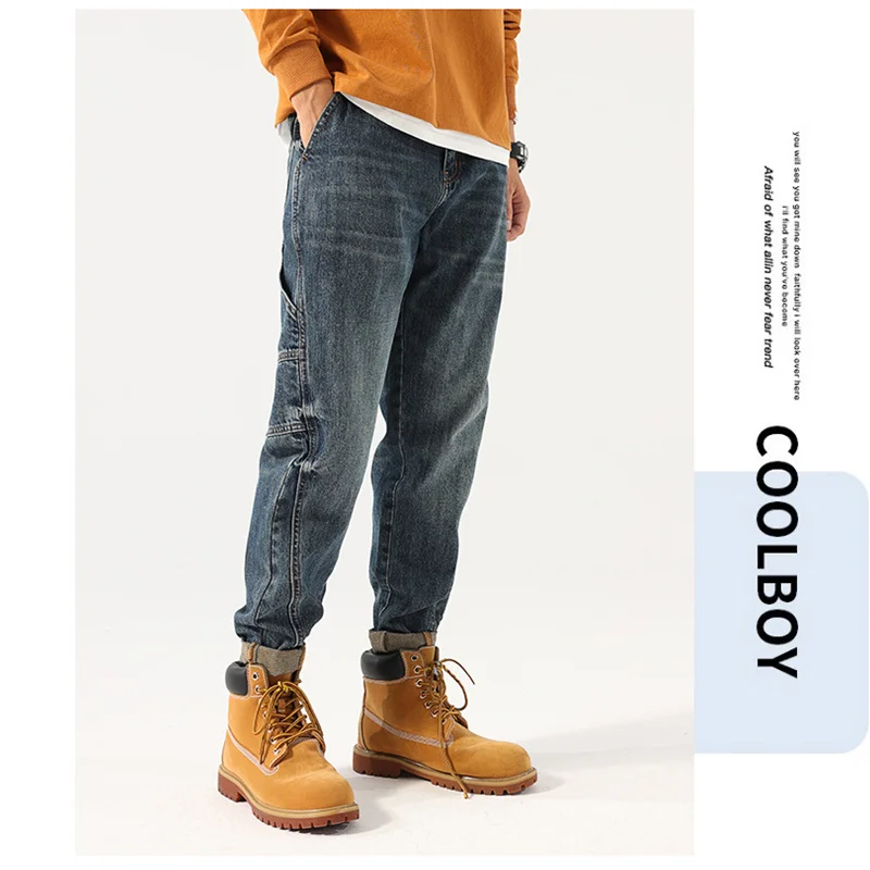 Streetwear Men 2022 Autumn New Style Loose Straight Cylinder Blue Jeans Vintage Chaopai Fashion Comfortable Haren Pants Female
