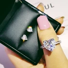 Набор ювелирных изделий из серебра 925 пробы, 2 шт., обручальное кольцо, круглые серьги-гвоздики для свадебного подарка J4921