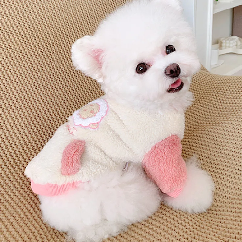 

Толстовка с капюшоном для милой собаки, зимняя одежда для домашних животных, Бишон, фризе, пудель, померанский Йоркширский терьер, одежда дл...