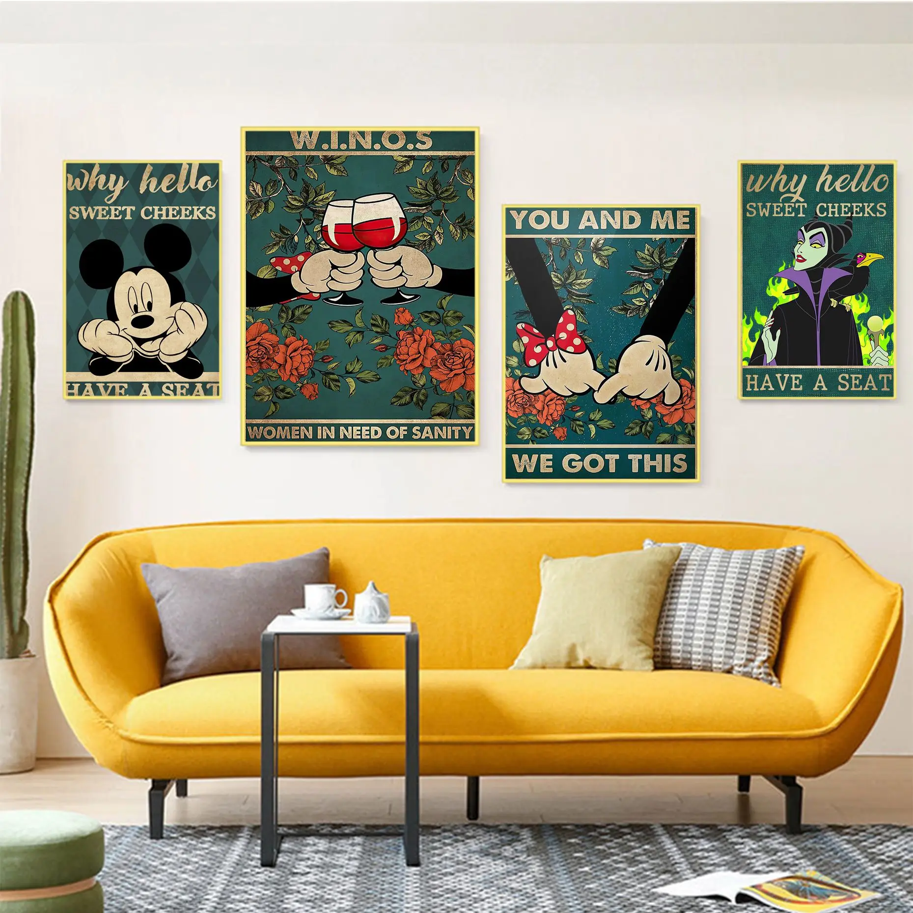 

Disney Anime Mickey Mouse Stitch Evildoer Classic Movie Posters HD Quality Wall Art Retro Posters For Home Home Decor