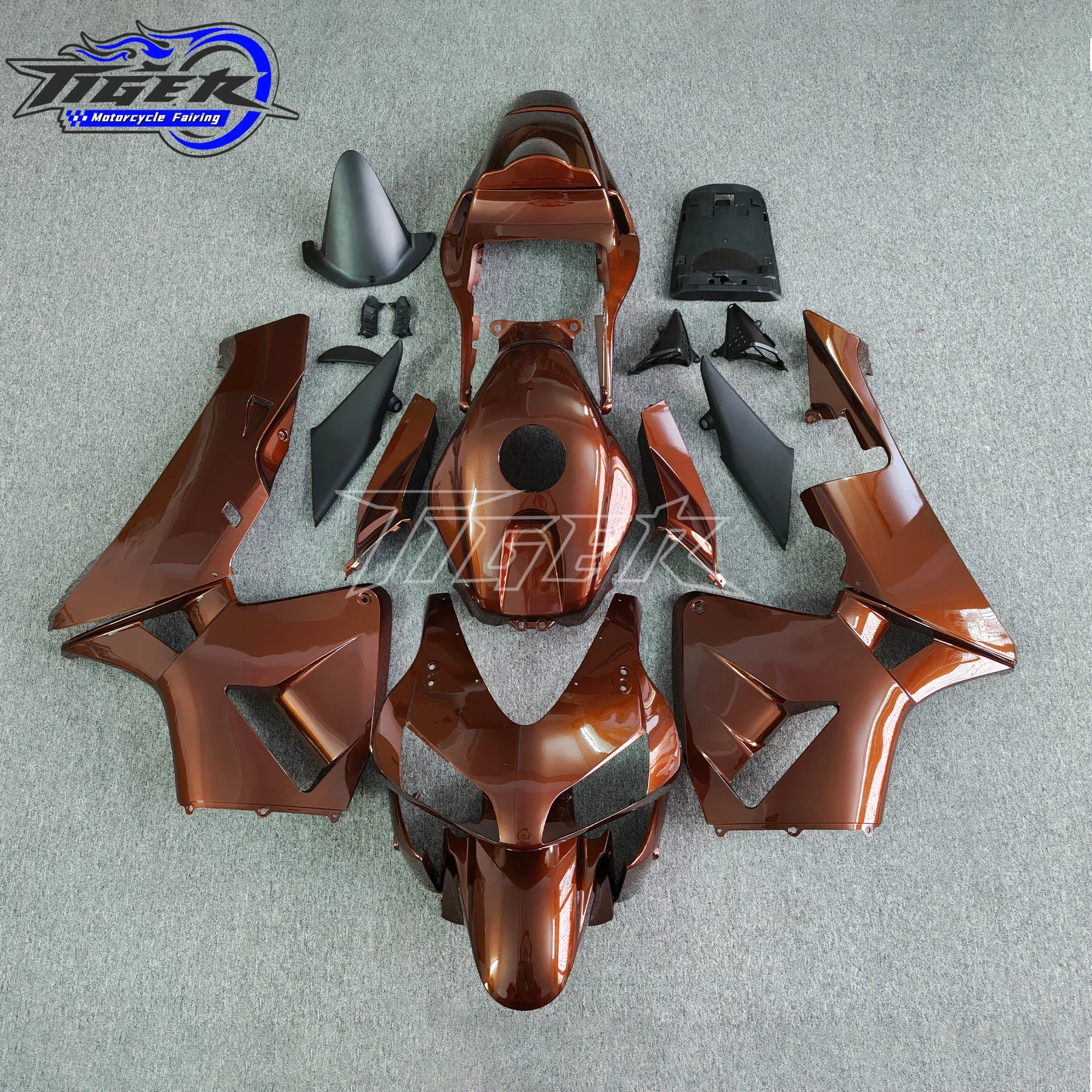 Фото Комплект обтекателей для мотоцикла Honda CBR600RR F5 2003-2004, пластиковые обтекатели, набор обтекателей CBR 600RR CBR 600 RR 03-04, черно-золотой цвет, корпус/каркас №4