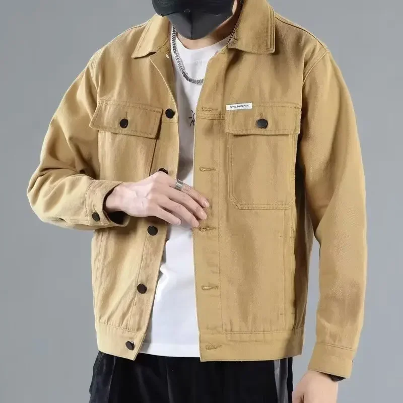 Мужская джинсовая куртка повседневная облегающая короткая Осенняя мужская