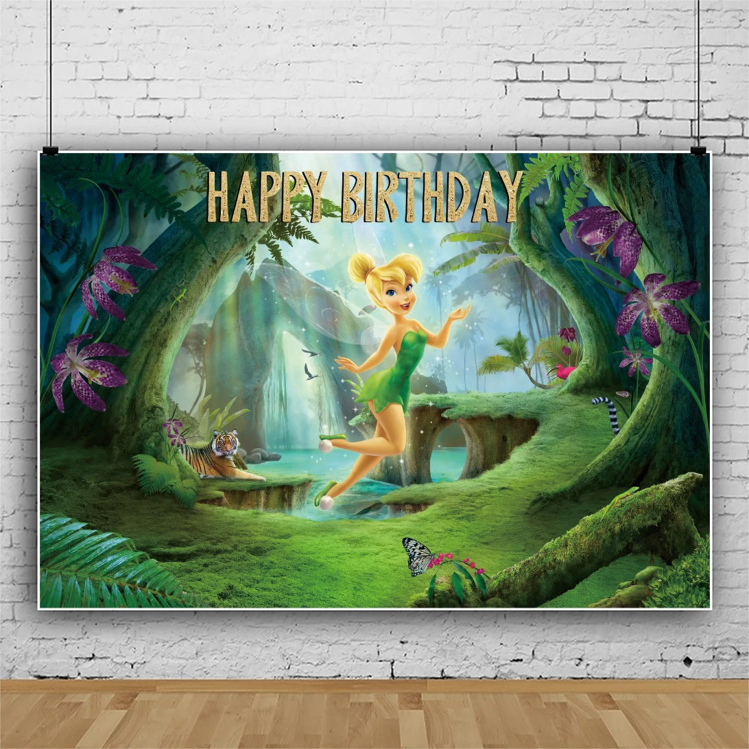 Tinker Bell Terence Background Girl Birthday Party Decoration Banner Photography Backdrop Photo Studio Customize Photocall