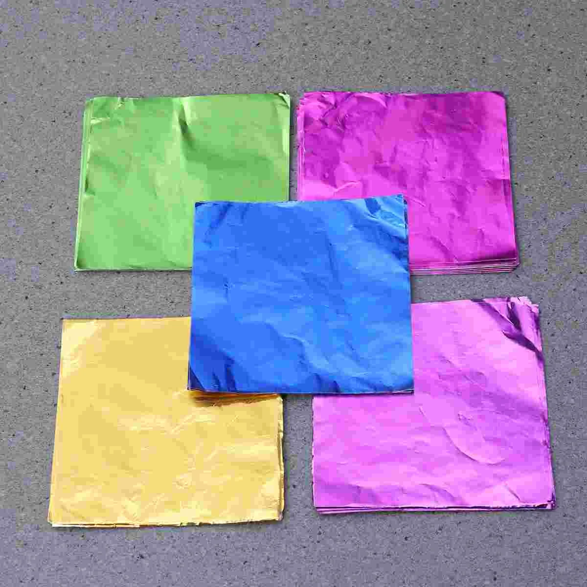 

Paper Wrapping Square Aluminium Chocolate Wrappers Craft Leaf Candy Sheet Packaging Metal Gold Lolly Decorative Sheets Gift