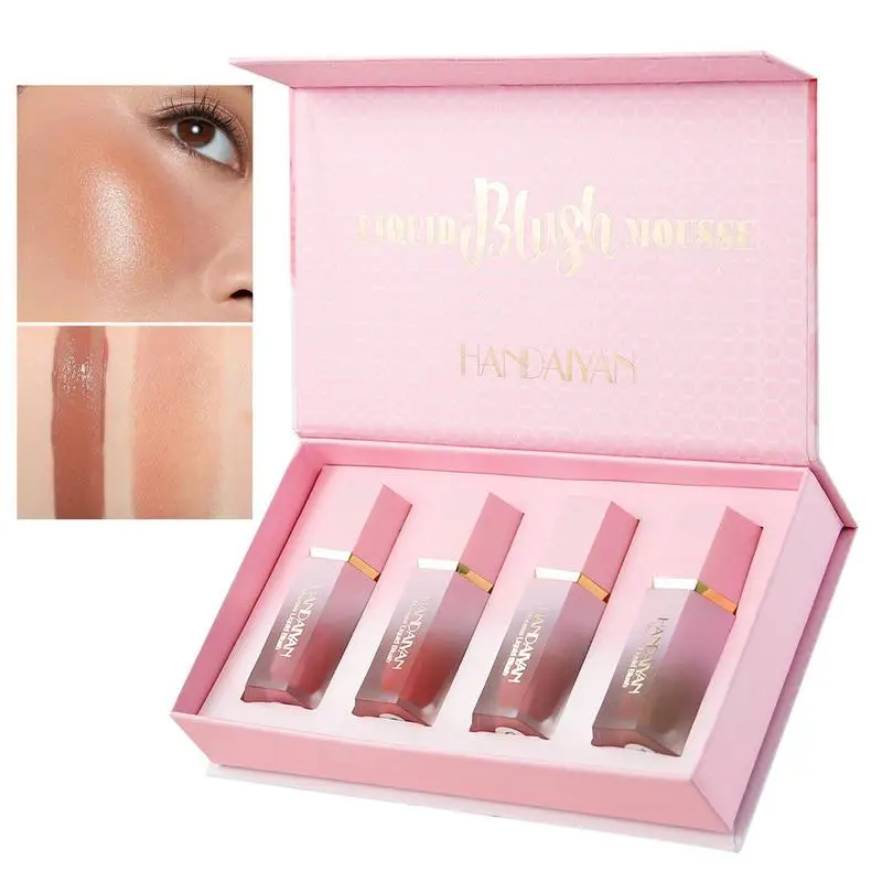 

Liquid Face Cheek Rouge Natural Smooth Cheek Er Rouge Pigmented Er Long Lasting Creamy Face Makeup Cosmetic 4PCS