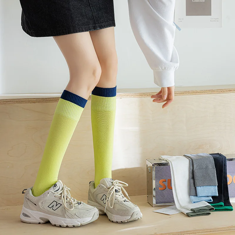 Fashion Cotton Stocking Women Over Knee Socks Thigh JK Long Stockings Tight Dress Calcetine Medias Double Ribbed Sports Socks