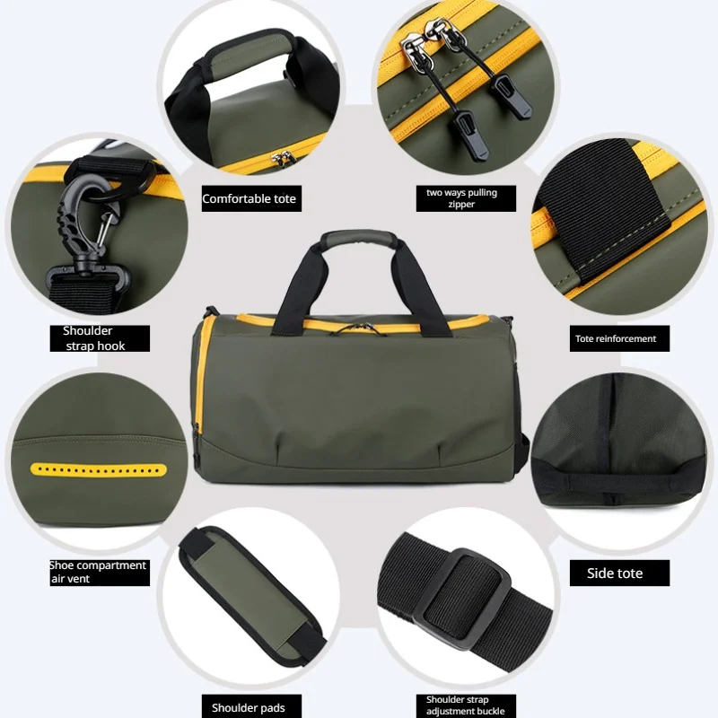 Dry Wet Sports Gym Bag High Density Nylon Waterproof Yoga Training Fitness Travel Tote Duffle Bag with Shoes Compartment