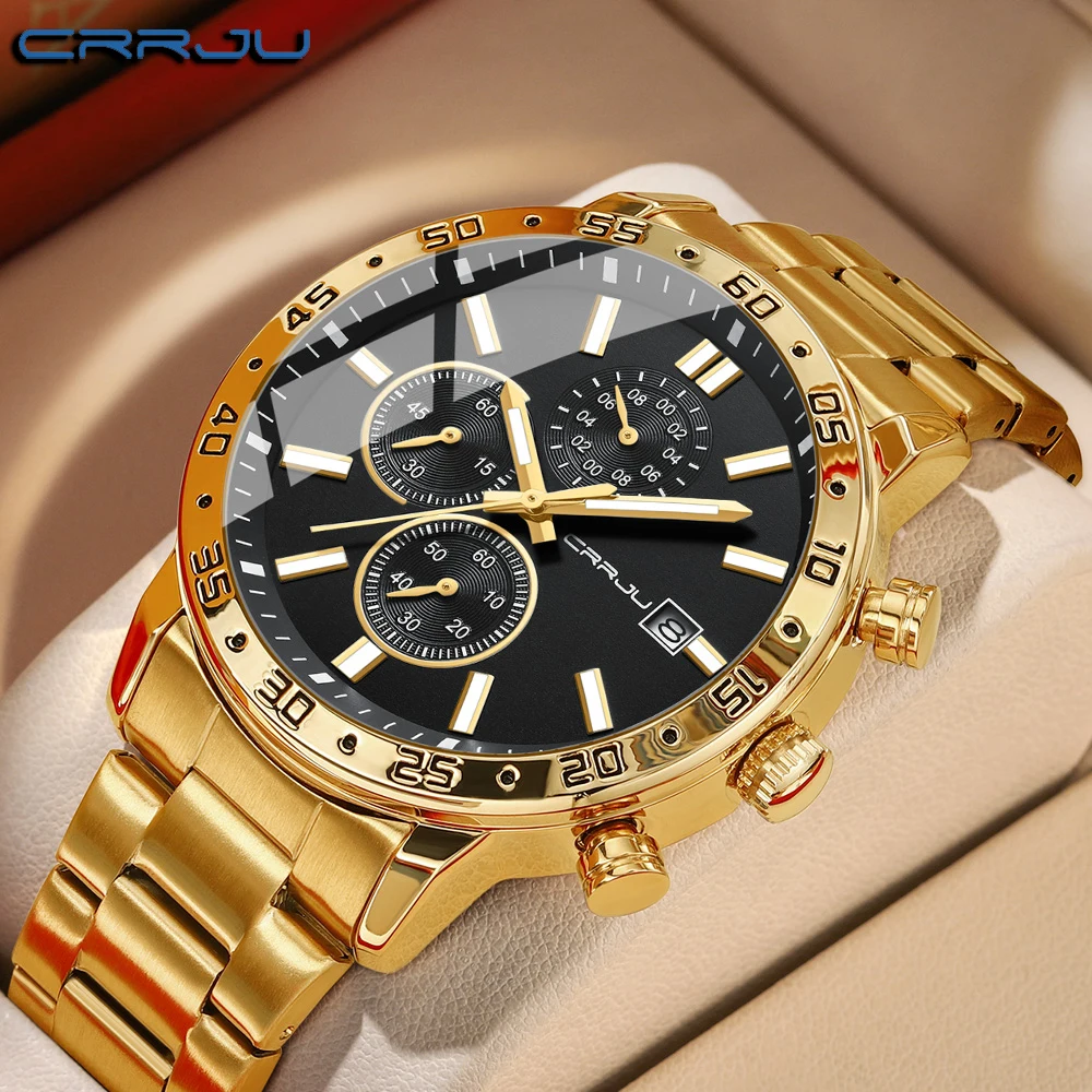 CRRJU мужские часы 3ATM водонепроницаемые кварцевые светящийся водостойкий