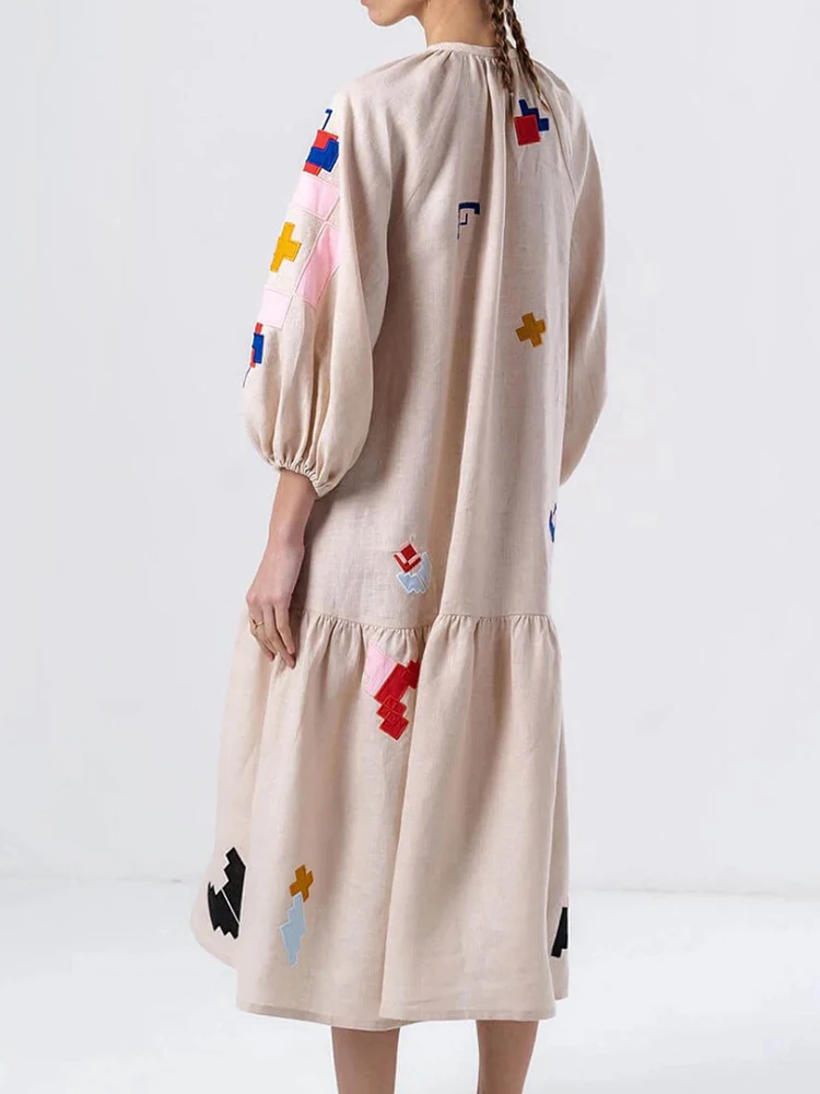 UCXQ Элегантное женское платье в европейском стиле с длинным рукавом и