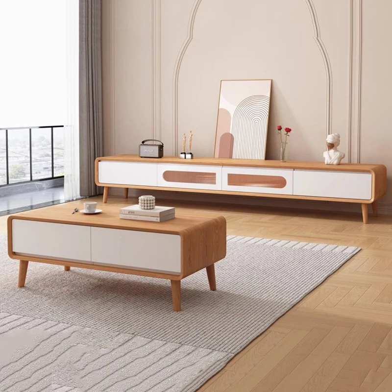 Современная подставка для телевизора деревянная низкая хранения