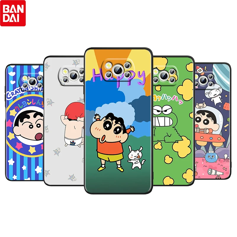 

Crayon Shin-chan Happy For Xiaomi Poco X3 NFC F3 GT M4 M3 M2 F2 X2 Pro Silicone Soft TPU Black Phone Case Funda Coque Capa Cover
