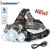 powerful 3led t6 led headlamp dc rechargeable head lamp waterproof headlight for camping hiking emergency fishing