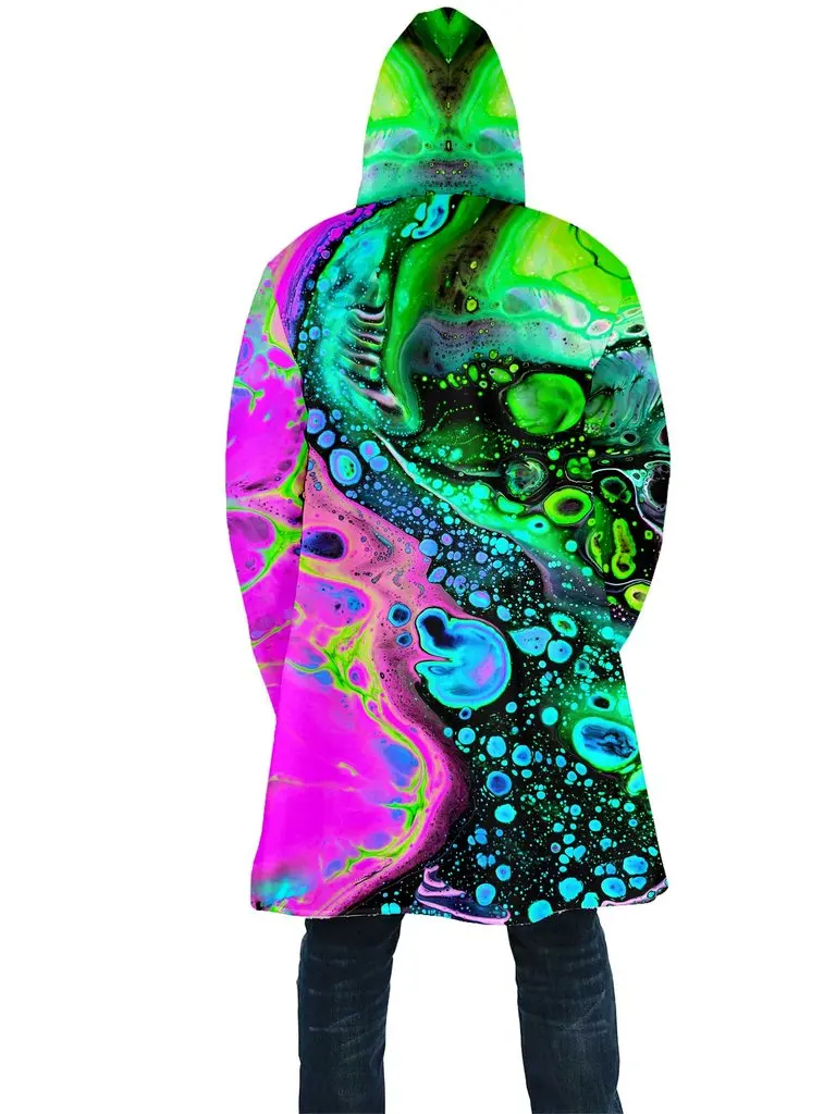 Зимняя мужская накидка психоделическая художественная объемная печать на флисе