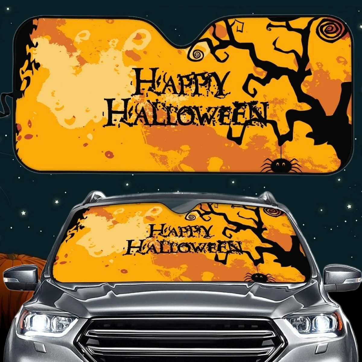 

Украшение на Хэллоуин для грузовика, внедорожника, седана, фургона, автомобильный солнцезащитный козырек, универсальный большой размер, автомобильный солнцезащитный козырек, аксессуары для интерьера автомобиля, новинка