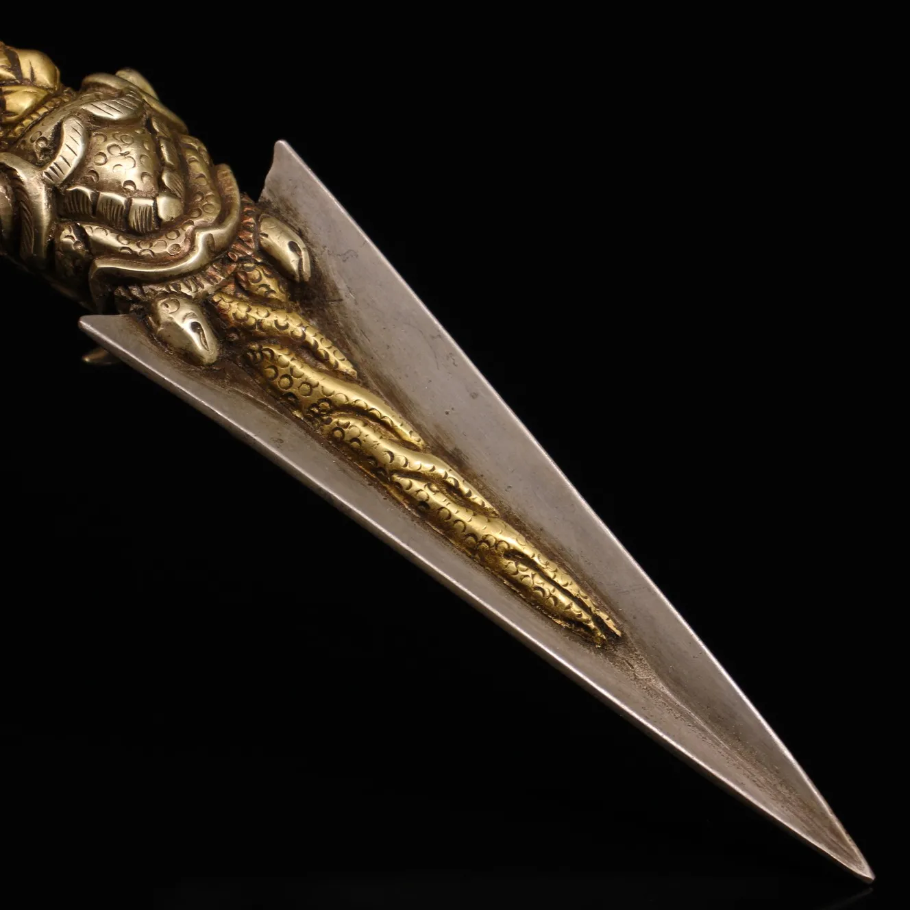 11-дюймовая коллекция тибетского храма старая бронза позолоченная киноварь