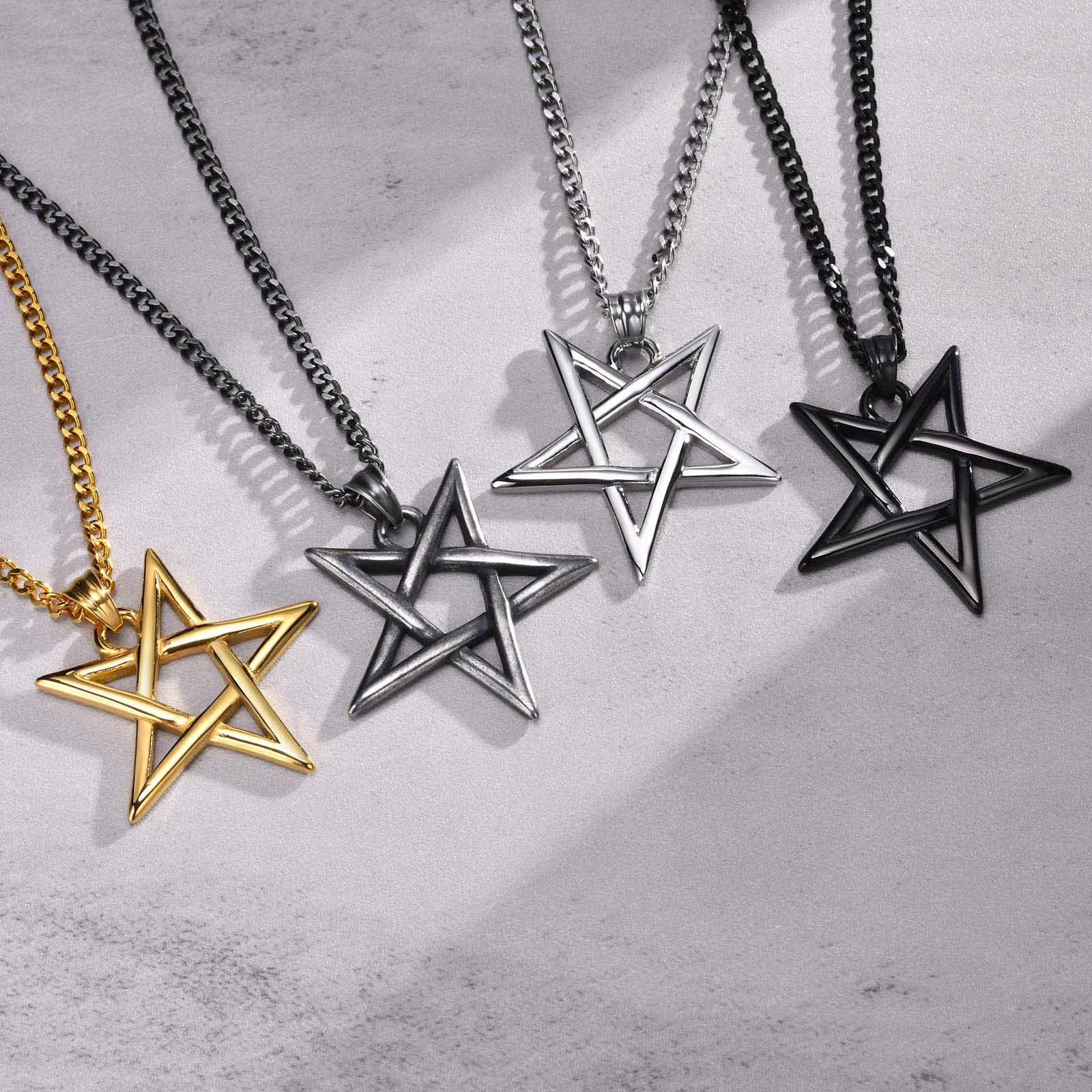 Мужские ожерелья Star of David, водонепроницаемый воротник из нержавеющей стали подвеска-шестиугольник, ретро амулет, Подарки для него, ювелирные изделия (art.: 3920c2cedd001) - 3920c2cedd001
