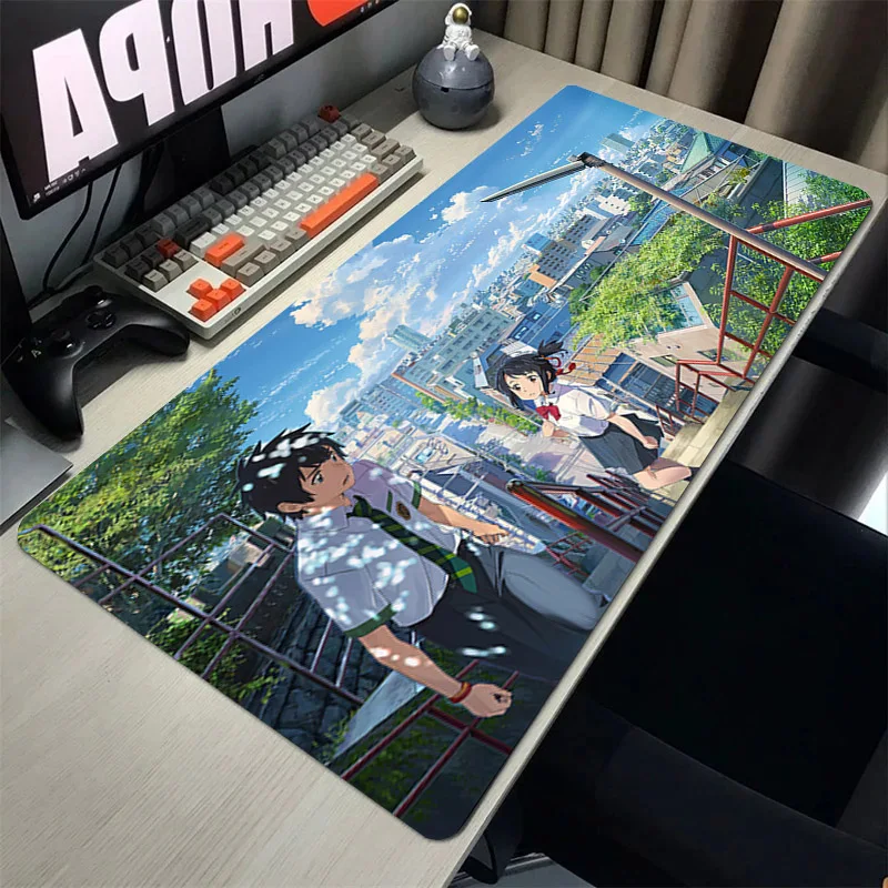 

Коврик для мыши Makoto Shinkai с аниме, игровой коврик для клавиатуры, настольные аксессуары Rgb, милые товары, размер Xxl