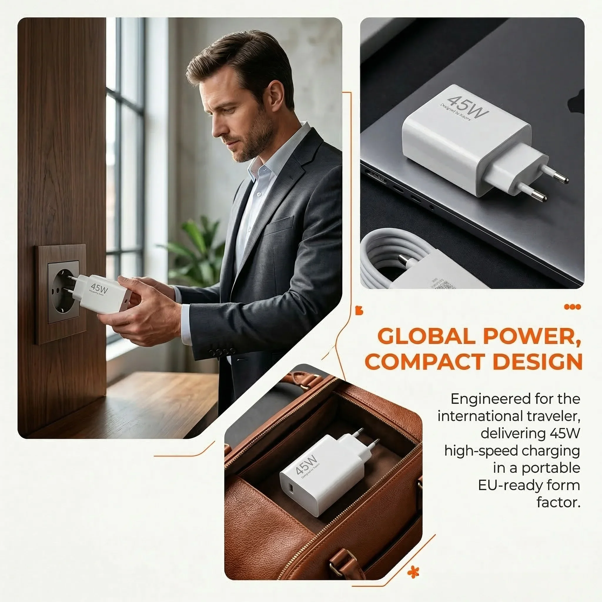 Фото Оригинальное зарядное устройство EU Turbo Xiaomi 45W с кабелем Type-C 6A 1M для Redmi Note 14 13 12T 11T Pro, Mi 13T 12 10 9, Pad 7 6 №4