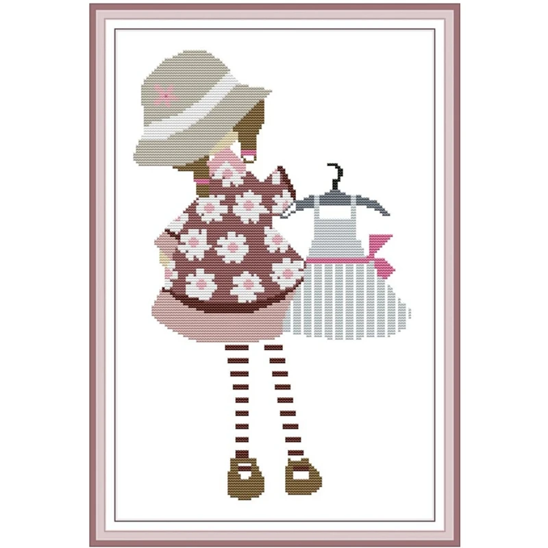 

My dress cross stitch kit aida 14ct 11ct count print canvas cross stitches needlework embroidery DIY handmade
