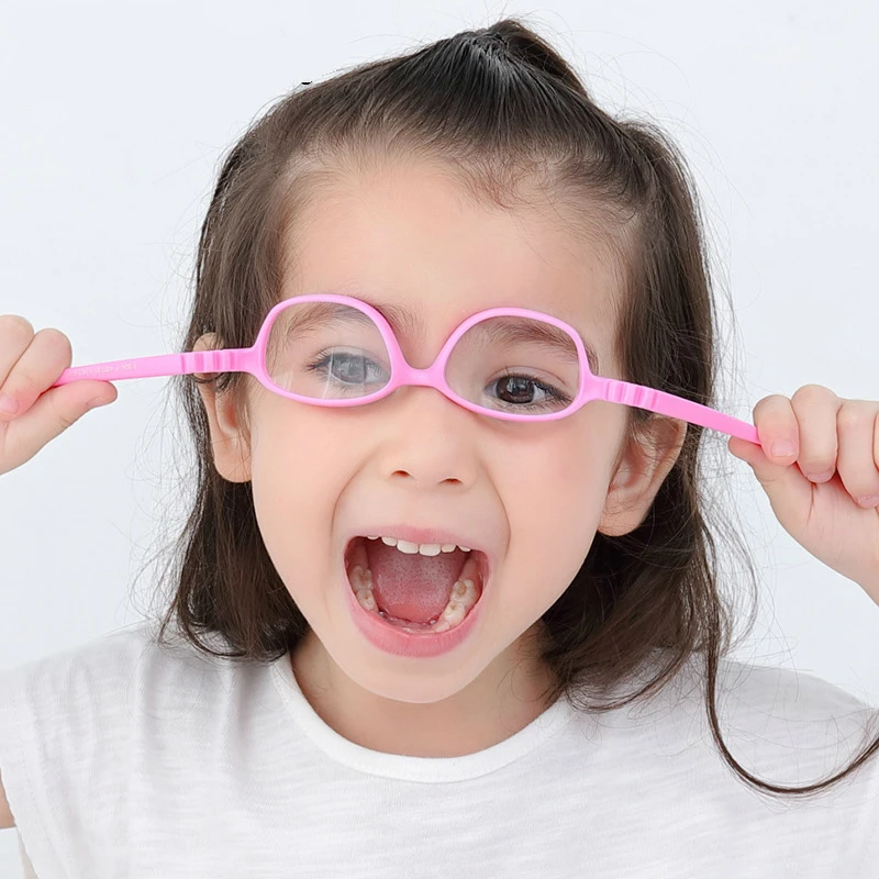 

Optic Glasses Frame Kids Child Unbreakable TR90 Silica Gel Eyeglasses with Lanyard Myopia Glasses Spectacle Frames