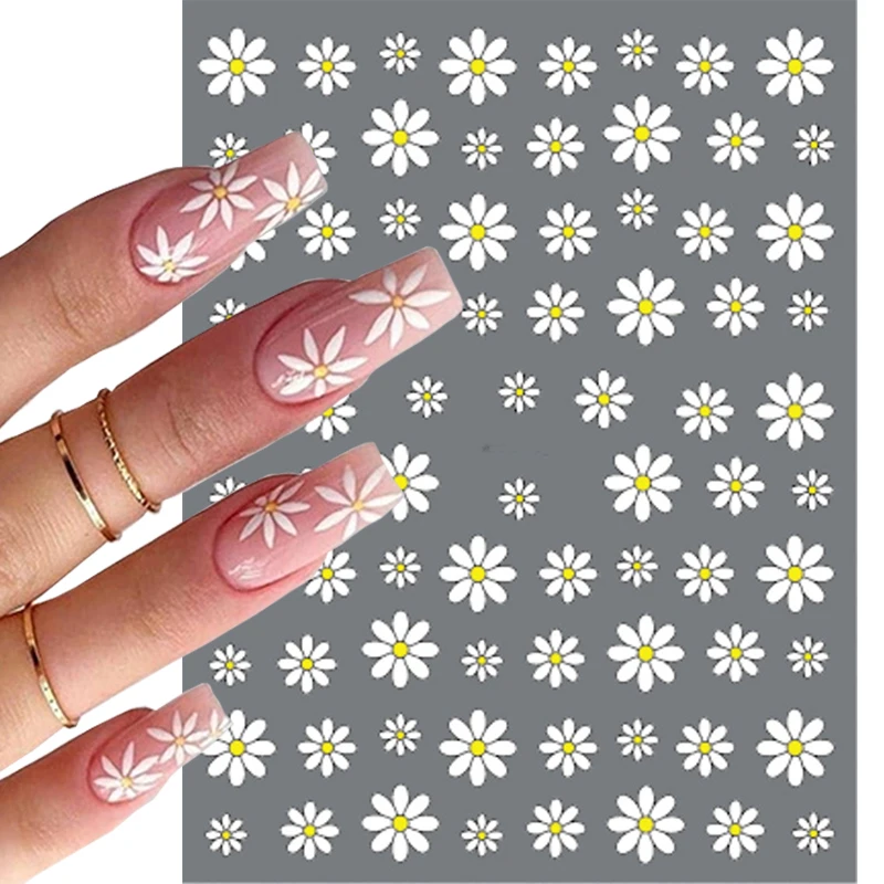 

Наклейки для ногтей наклейки для ногтей элегантные белые цветочные маргаритки наклейки для украшения ногтей Маникюр Красота