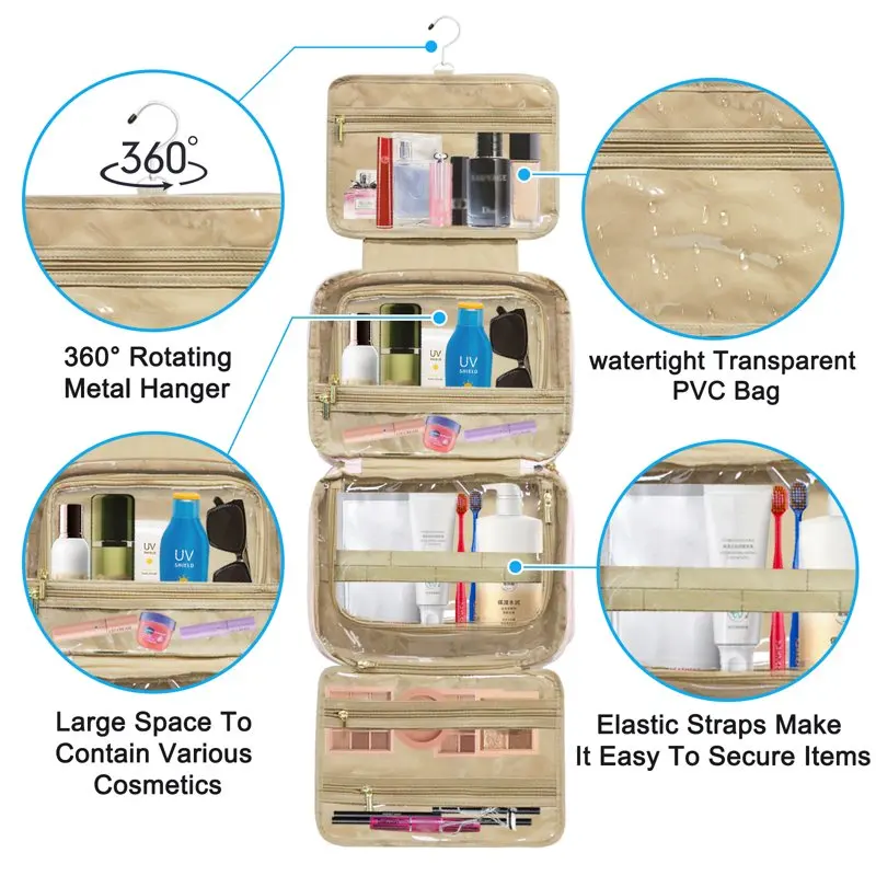 Hanging Toiletry Bag for Women Gift, Large Capacity Travel Toiletry Bag with Hanging Hook Makeup Organizer for Toiletries Access