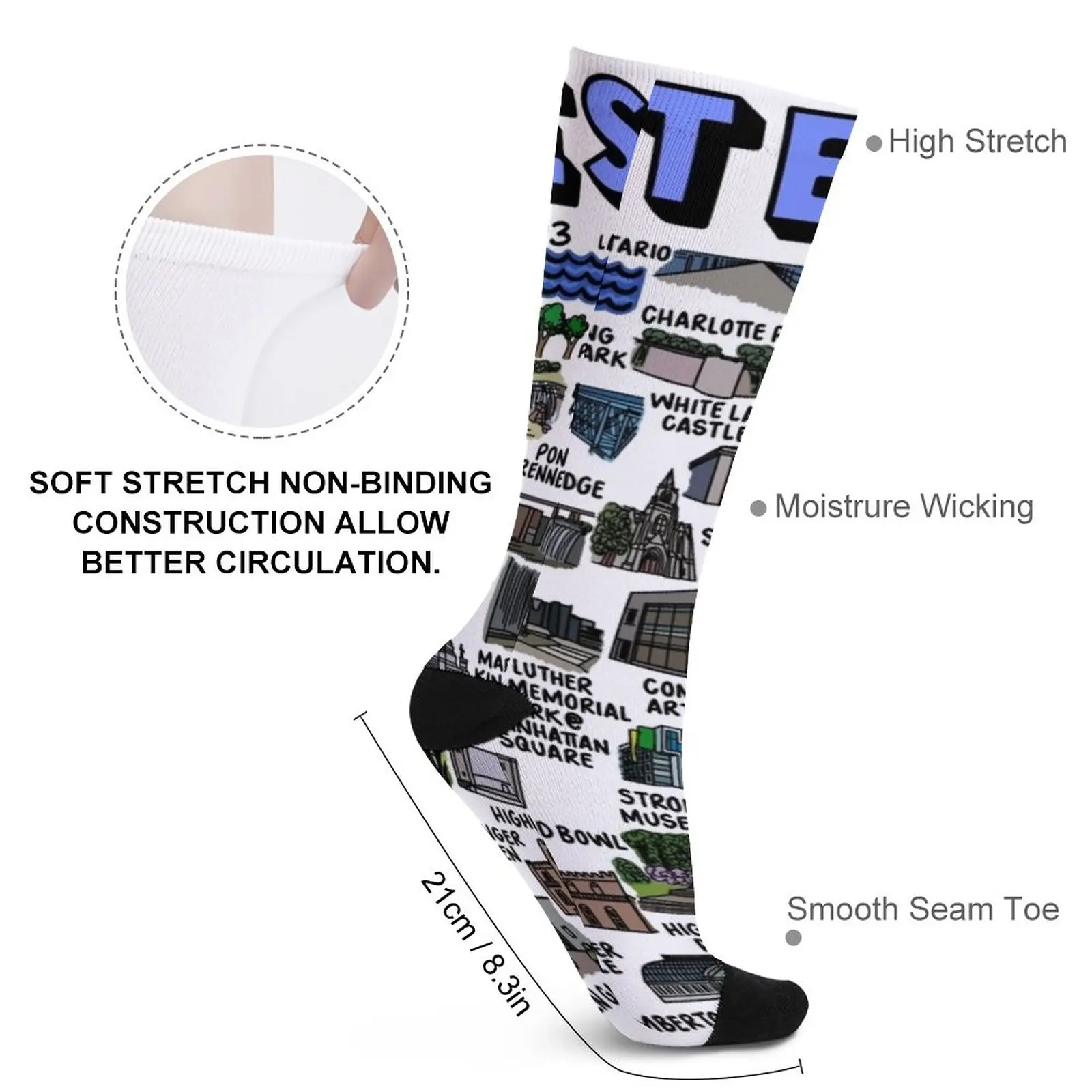 Мужские Носки с рисунком карта Нью-Йорка