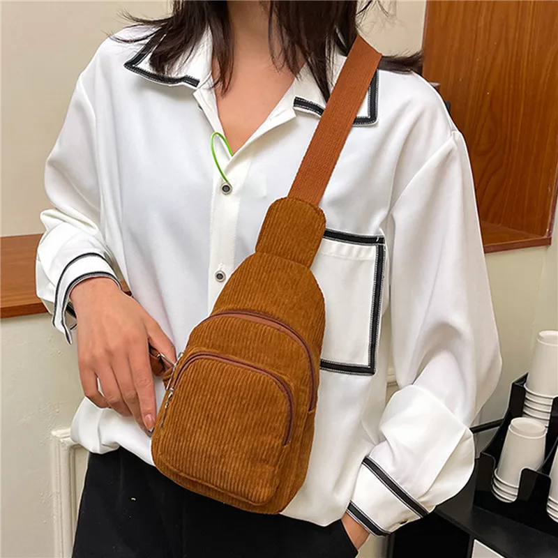 

Миниатюрная Вельветовая нагрудная сумка для женщин, однотонная Повседневная Дамская сумочка на ремне через плечо для телефона, маленький кошелек