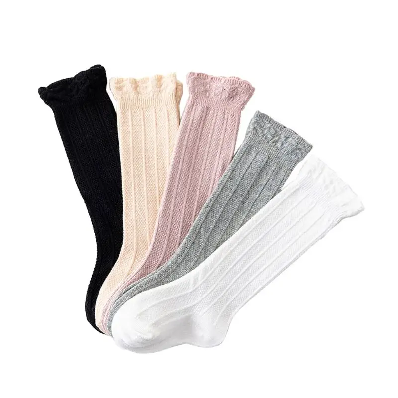 

5 Pairs Unisex Baby Girls Boys Lace Stocking Toddler Knit Knee High Cotton Socks