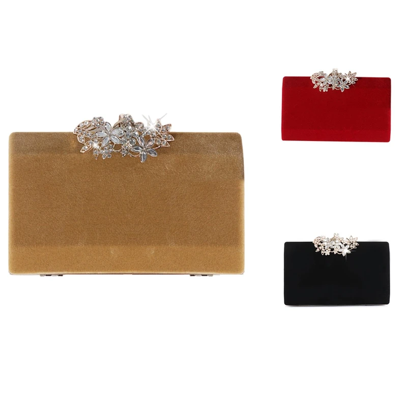 

Best Fashion Noble Lady Rhinestone Evening Clutch Tote Bag Solid Women Shoulder Chain Suede Surface