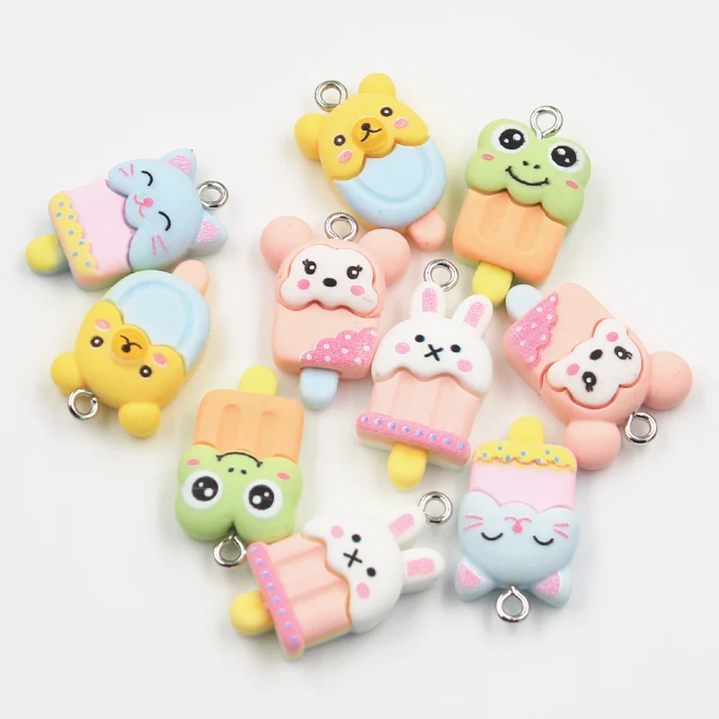 

Подвески для изготовления украшений, в виде лягушки, собаки, кота, кролика, подвеска «мороженое», 10 шт.