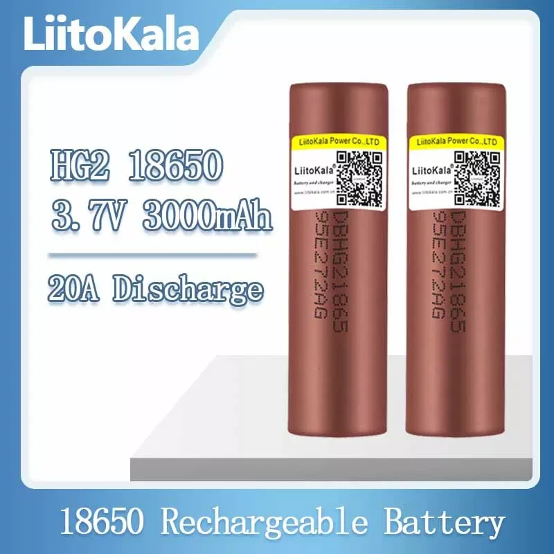 

2023New Hot LiitoKala New Original 3.7v 18650 HG2 3000mAh Lithium Rechargeable Batteries Continuous Discharge 30A For Drone Powe