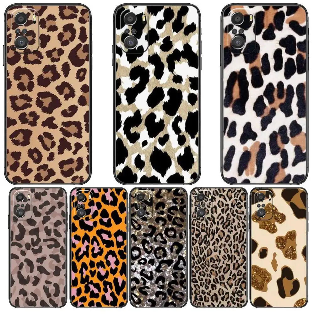 

Leopard print Phone Case For xiaomi mi 11 Lite pro Ultra 10s 9 8 MIX 4 FOLD 10T 5g Black Cover Silicone Back Prett