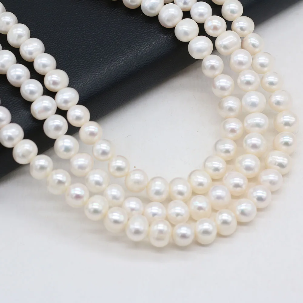 Купи Natural Real Freshwater Pearl Beads Round Shape White Loose Pearl Beads For Making Jewelry Necklace Bracelet Accessories 8-9mm за 673 рублей в магазине AliExpress