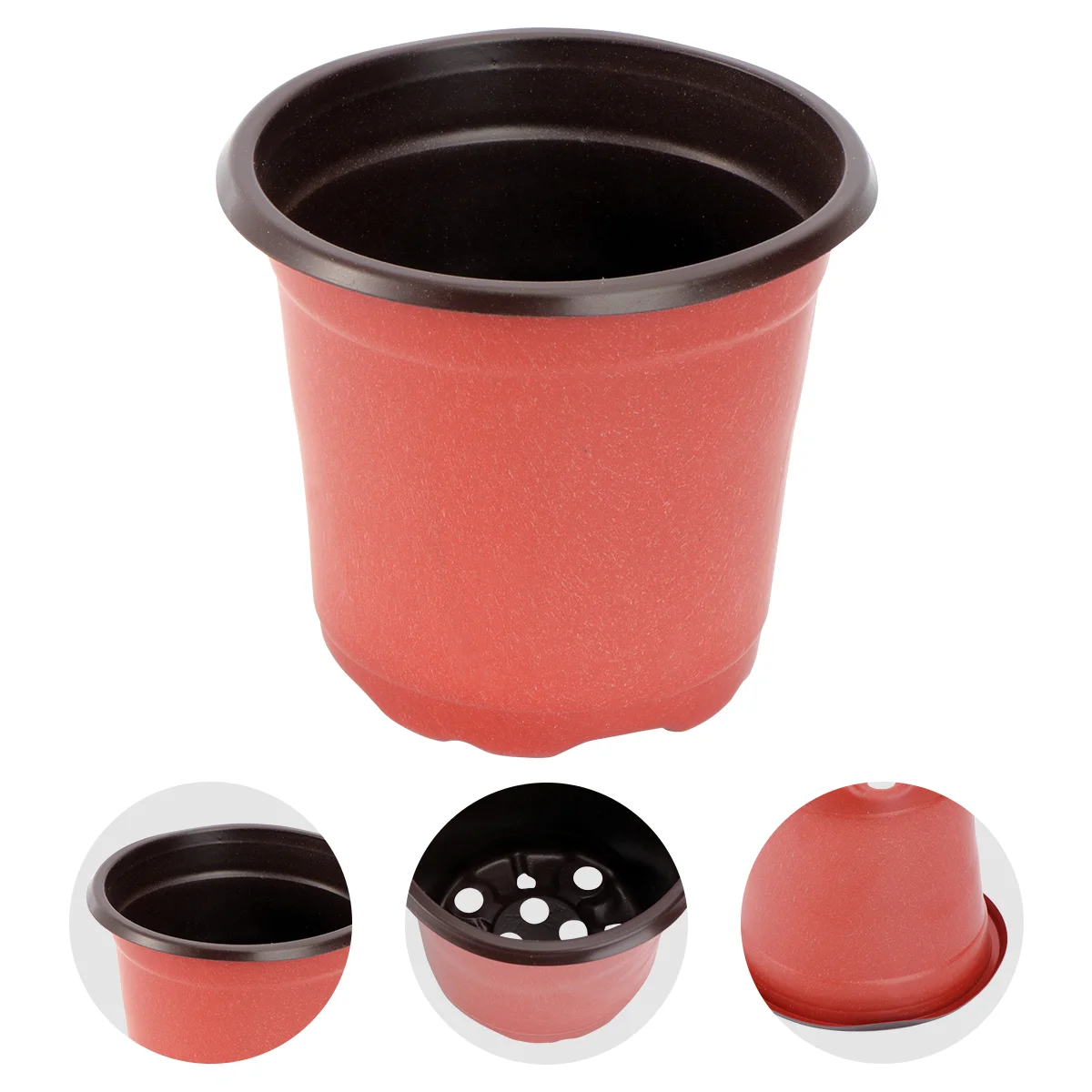 

100PCS Plastic Flowerpot Creative Breathable Flower Pot Succulents Flower Pot Basin Pot - Diameter 90mm (Brown)
