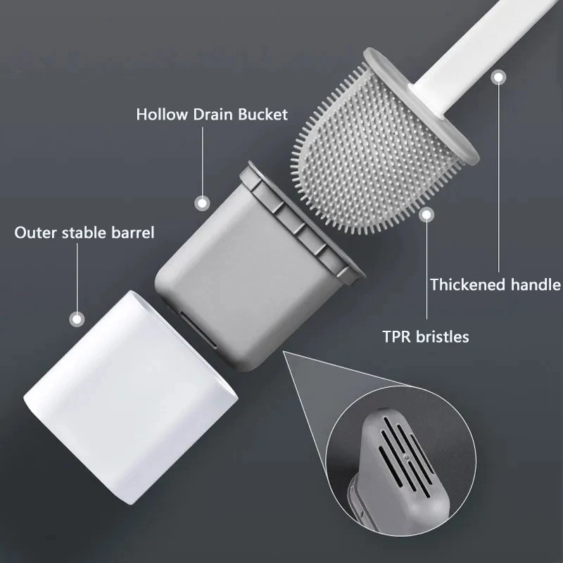 Силиконовая щетка для унитаза Щетка Для Чистки без мертвых с плоской головкой