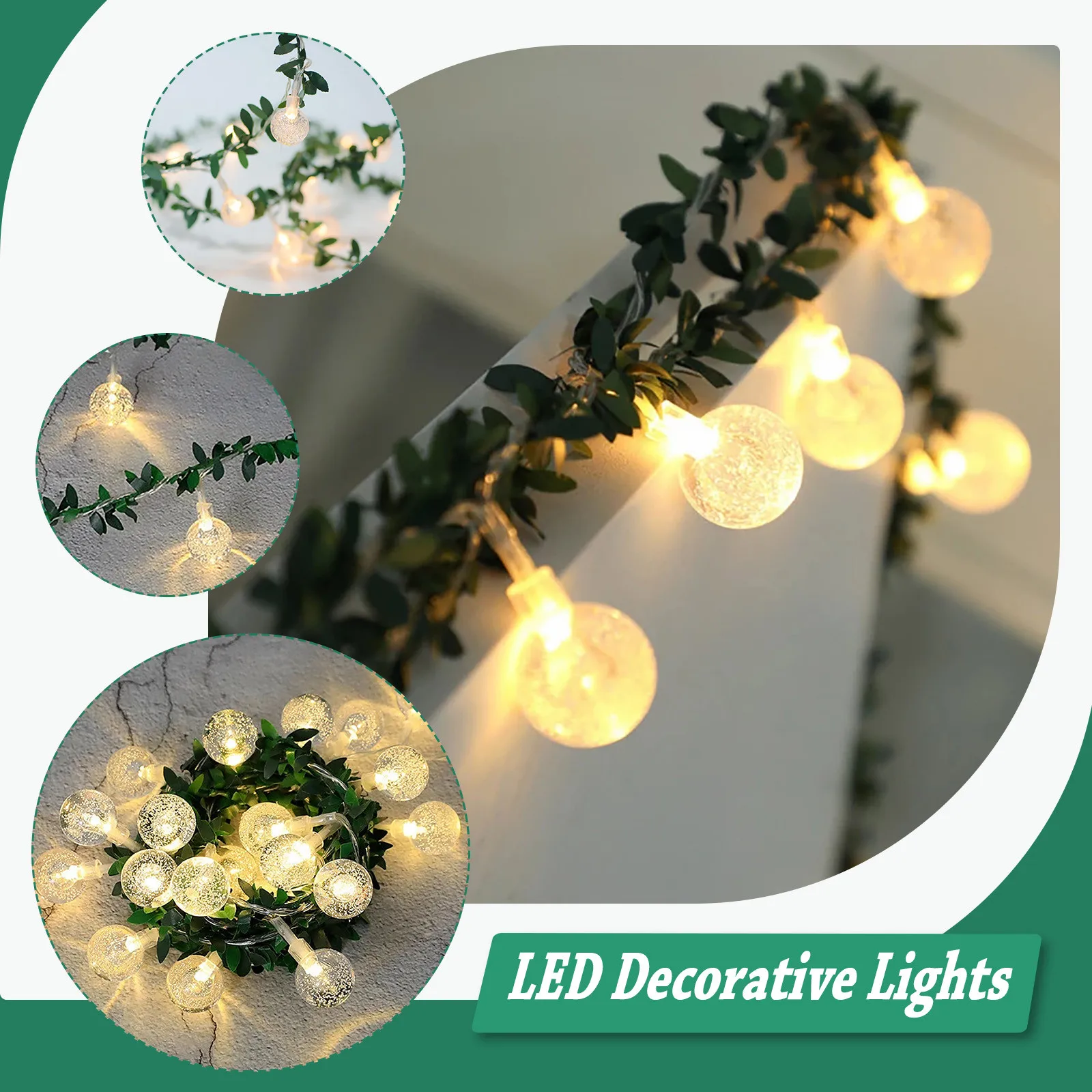 

Гирлянда с листьями, 1 упаковка светодиодных подвесных гирлянд, фонарики, фонарики с зелеными искусственными растениями в джунглях