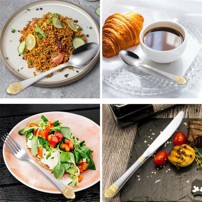 Gold Crown Cutlery 75g Gold Plated Crown Outdoor Picnics Easy Cleaning Anti-rust Kitchen Accessories Kitchen Tableware Silver