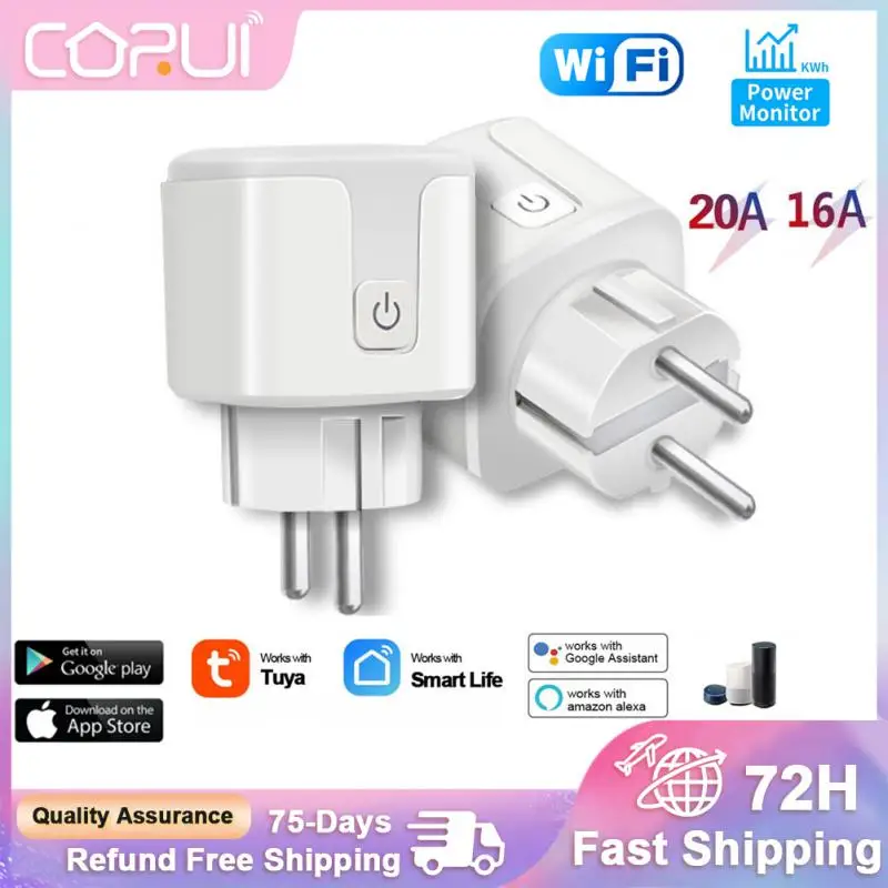 

16/20A ЕС умная вилка Tuya WIFI умная жизнь Беспроводная дистанционная розетка таймер Голосовое управление домашняя огнеупорная ПК умная розетка ...