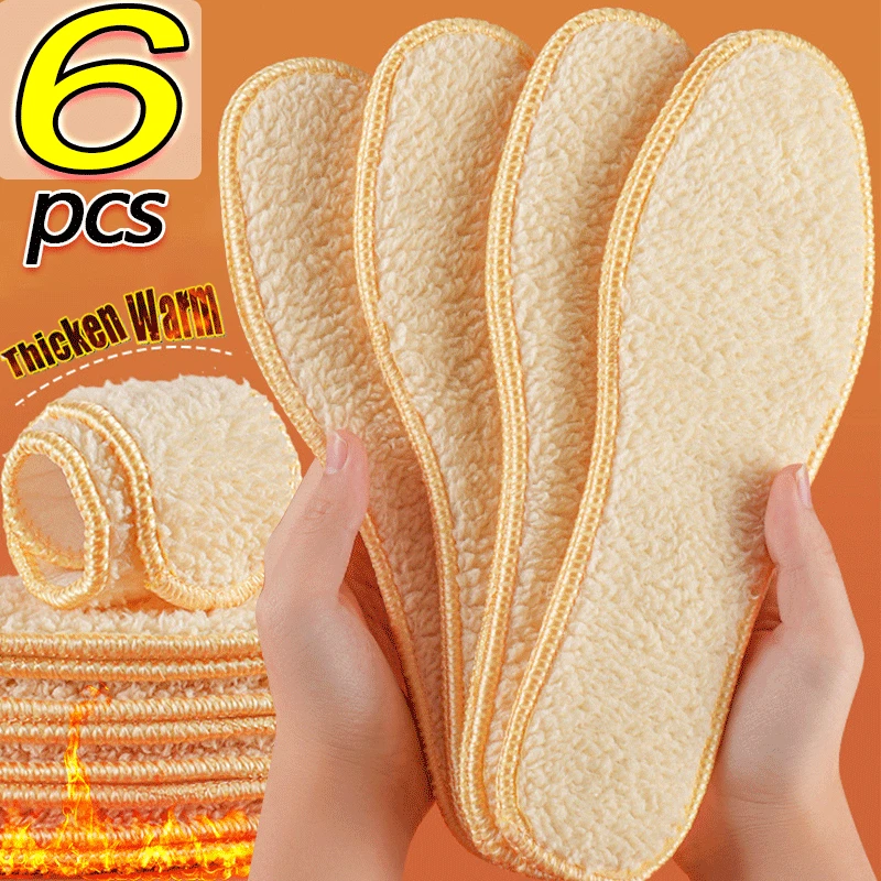 2/6 шт. флисовые стельки из ягненка для мужчин и женщин, зимние ...