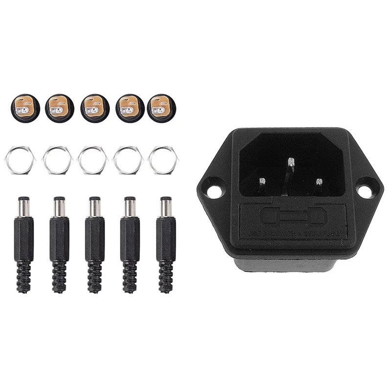 

Горячее предложение, 5, 5 х2, 1 мм, 5 шт. гнездовой разъем постоянного тока + 5 шт. гнездовых разъемов черного цвета и 1 штекер 2IEC 320 C14, Штекерный ви...