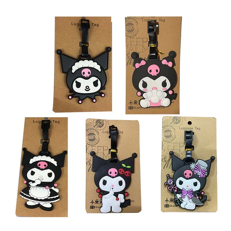 

Cartoon Kuromi Sanrio Travel Accessories Luggage Tag Silica Gel Suitcase ID Addres Holder Baggage Boarding Tag Portable Label