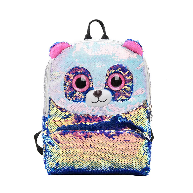 Sequin Kids Bag for Girls Panda Small Backpack Kawayi Schoolbags Infantiles Daughter Gift 10.6inch Cute Kindergarten Bookbag