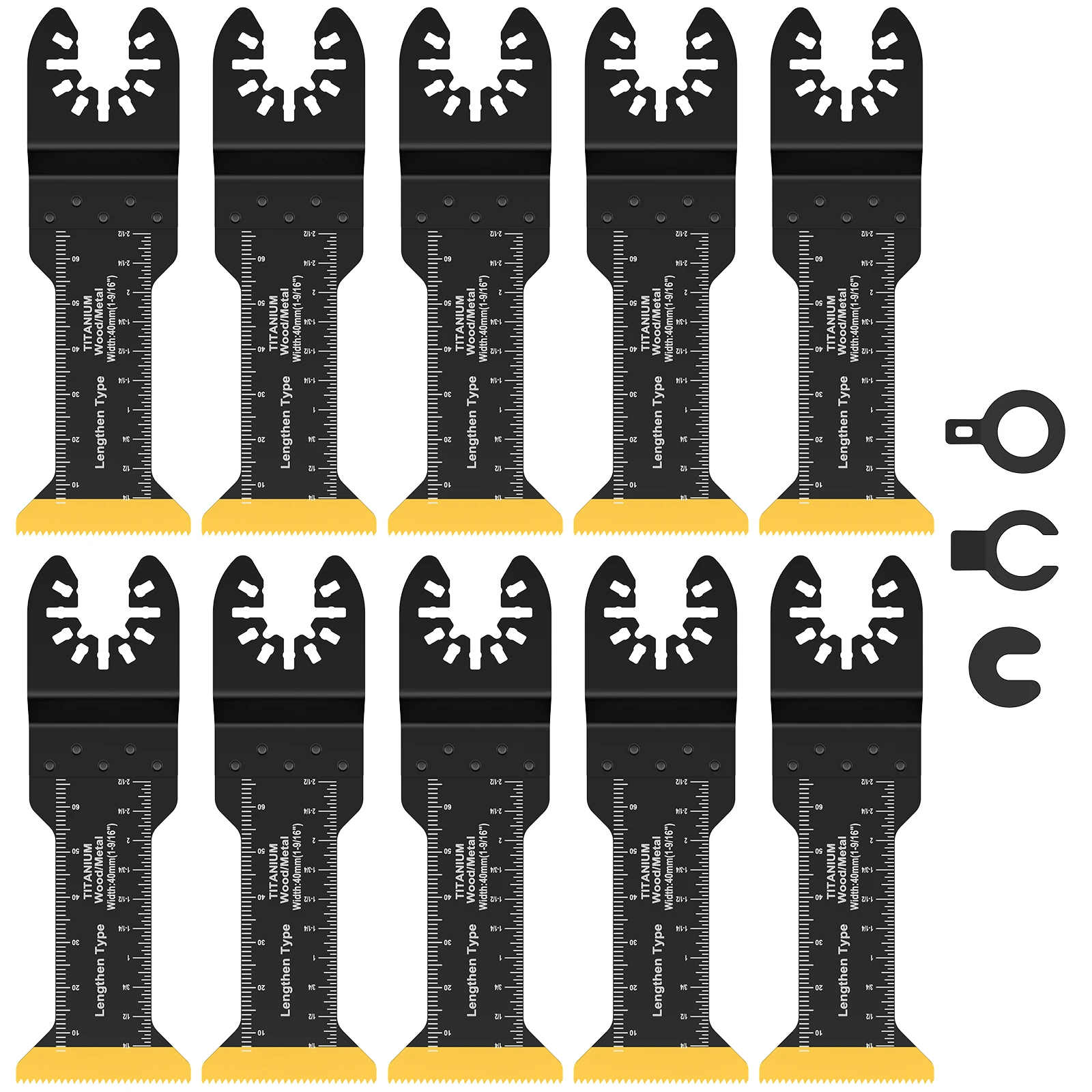 10Pcs Oscillating Saw Blades 1-9/16 Inch Lengthened Titanium