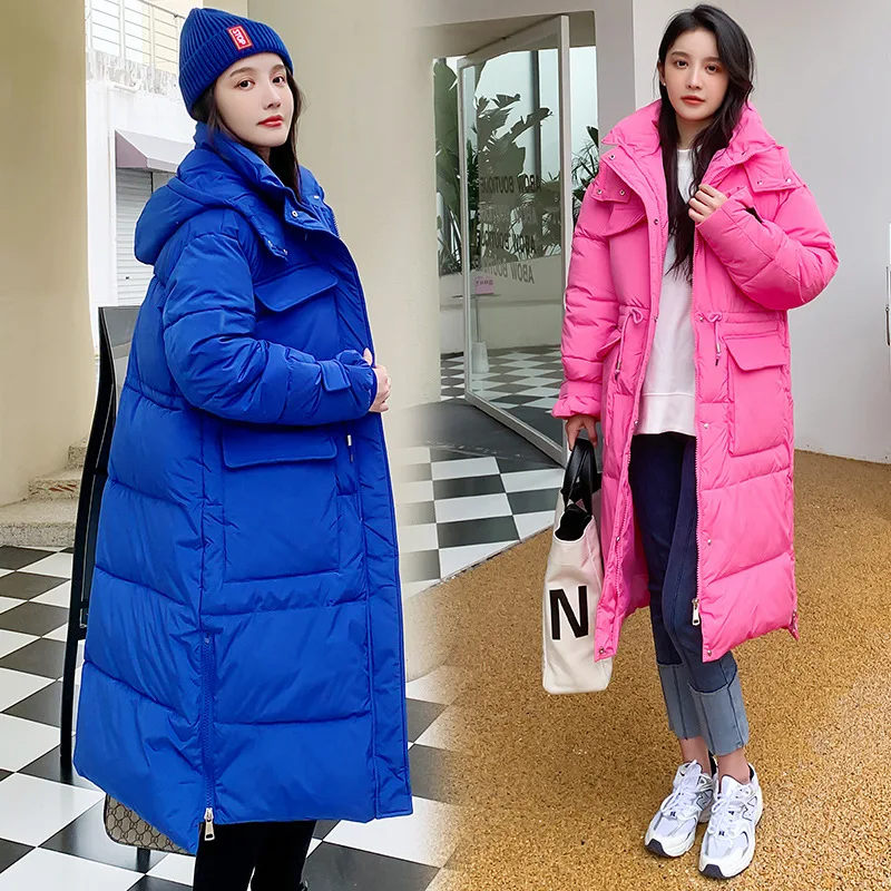 2022 New Winter Jacket Women Parka Fashion Long Coat Hooded Parkas Loose Warm Snow Wear Cotton Padded Winter Clothes
